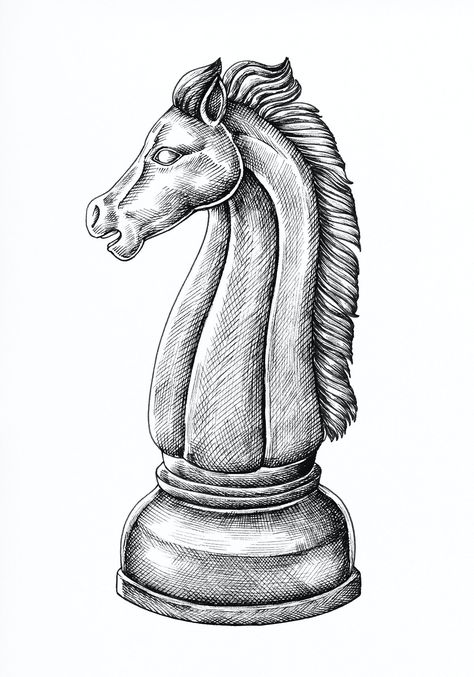 Download free illustration of Hand-drawn chess knight illustration by Noon about achievement, animal, art, artwork and beige 419657 Chess Sketch, Chess Piece Drawing, Hatching Drawing, Chess Horse, Knight Illustration, Knight Chess Piece, Hatch Drawing, Chess Knight, Chess Art