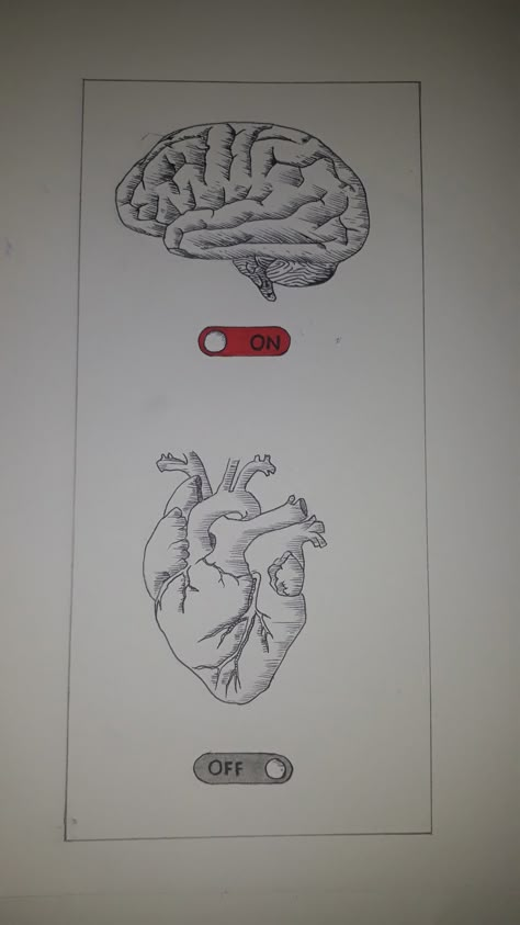 A simple drawing of the mind and the heart, and it is better to start using your mind more. Hope Drawing, Drawing Feelings, Drawings With Meaning, Simple Drawing Ideas, Brain Drawing, Heart And Brain, Easy Love Drawings, Meaningful Drawings, Cool Pencil Drawings