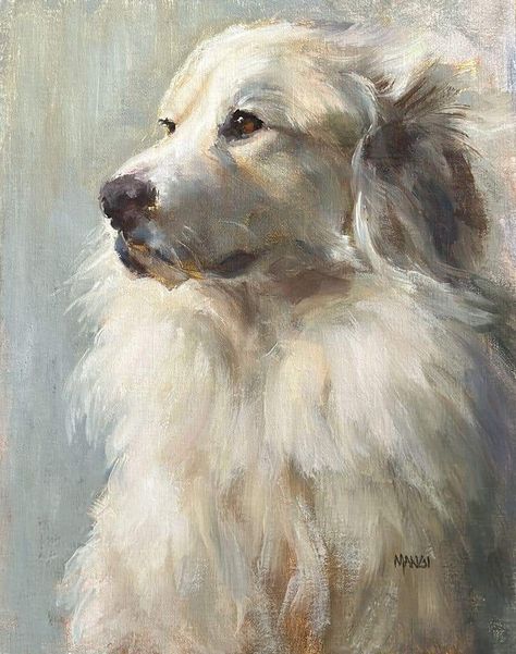 Great Pyrenees Painting, Dog Portraits Painting Oil, Dog Commission, Artists Room, Jennifer Gennari, Dog Portraits Illustration, Pet Portrait Paintings, Dog Portraits Painting, Portraits Painting