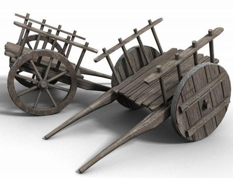 Medieval hand cart Wooden Cart, Wooden Toy Cars, Hand Cart, Wooden Wagon, Woodworking Inspiration, Daz Studio, Christmas Nativity Scene, Miniature Crafts, Wooden Hand