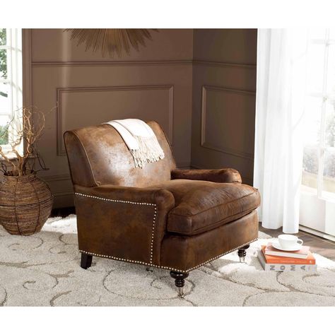 Safavieh Chloe Upholstered Club Chair - Walmart.com Chloe Brown, Leather Club Chairs, Diy Chair, Coral Gables, Comfy Chairs, Club Chair, Sit Back And Relax, Cool Chairs, Furniture Outlet Stores