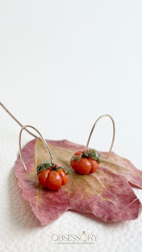 Fall gift Polymer clay earrings Pumpkin earrings Pumpkin Clay Earrings, Clay Pumpkin Earrings, Pumpkin Clay, Clay Pumpkin, Thanksgiving Jewelry, Earrings Fall, Jewelry Cute, Pumpkin Earrings, Orange Pumpkin