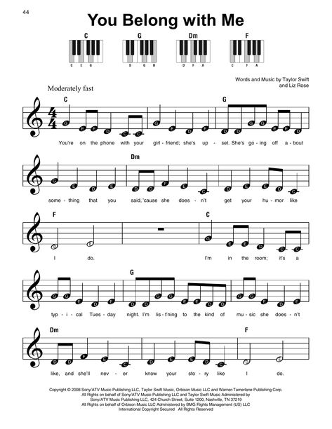 Taylor Swift You Belong With Me Music Notes Piano Sheet Music With Letters Pop Songs, Taylor Swift Kalimba Notes, How To Learn Piano Notes, Flute Notes Songs Taylor Swift, Clarinet Sheet Music With Notes, Easy Songs In Piano, Easy Piano Pop Songs, Clarinet Notes With The Letters, Trumpet Sheet Music Pop Songs