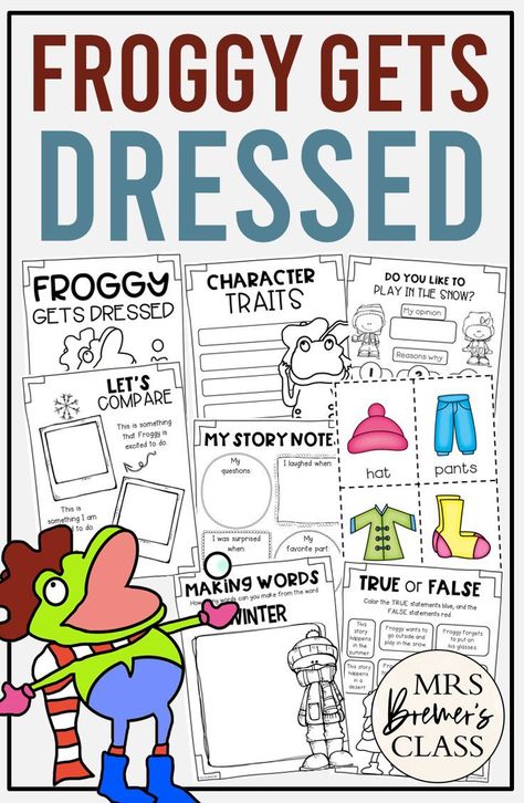 Froggy Gets Dressed book study activities unit with Common Core aligned literacy companion activities for winter in Kindergarten and First Grade Winter Books For Kids, Froggy Gets Dressed, Book Study Activities, Popular Picture Books, Picture Book Activities, Guided Reading Books, Kindergarten Books, Making Words, Winter Books