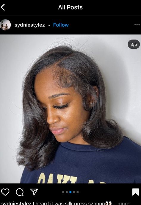 Silk Press Natural Hair Loose Curls, Silk Press Edges, Blowout Hairstyles Black Women Natural, Silk Press Side Part Natural Hair, Side Part Silk Press Natural Hair Curls, Silk Press Natural Hair Side Part, Natural Hair Blowout Black Women, Silk Press Side Part, Side Part Silk Press Natural Hair