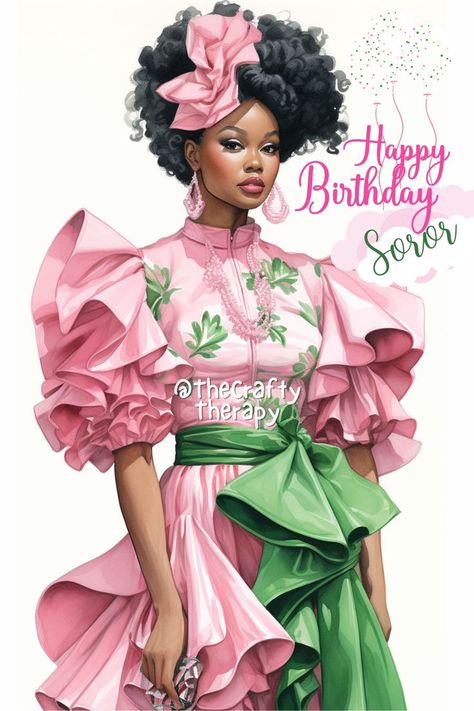 Happy Birthday Soror (AKA) Pink and Green digital card/hard copy greeting card by @thecraftytherapy Aka Birthday Images, Aka Birthday Wishes, Happy Birthday Soror Aka, Happy Akaversary, Sorority Nails, Aka Birthday, Face Mask Maker, Aka Pictures, Aka Paddle