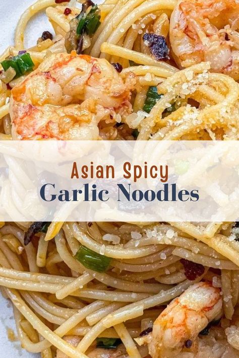 Asian Garlic Noodles Recipe, Asian Garlic Noodles, Shrimp Noodles Recipes, Easy Asian Noodles, Garlic Noodles Recipe, Asian Noodle Dishes, White Fish Recipes, Asian Noodle Recipes, Wok Cooking