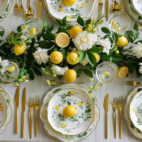 10+ Bright Lemon Bridal Shower Theme Decorations for a Citrus Twist • 333k+ Inspiring Lifestyle Ideas Olive Theme Party, Lemon Centerpiece Ideas Wedding, Lemon Wedding Decor Centerpieces, Lemon Decor Wedding, Lemons Wedding Table, Green And Yellow Wedding Theme, Wedding Decorations Lemons, Wedding Decoration Lemon, Italian Baby Shower Theme