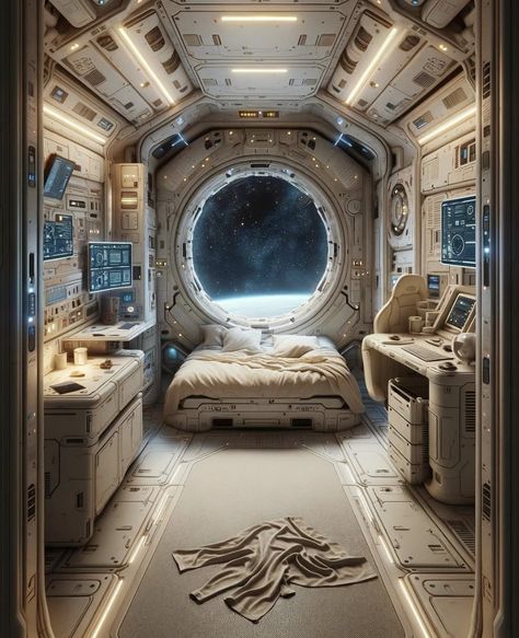 Space Waiting Room Shifting, Bedroom In Spaceship, Space Ships Interior Cockpit, Space Explorer Aesthetic, Future Space Station, Spaceship Quarters, Alien Ship Interior, Space Station Concept Art Interior, Science Fiction Spaceship