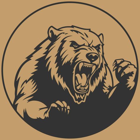 angry bear attacking logo Bear Attacking, Angry Bear, Bear Illustration, Cyberpunk, Photo Art, Vector Art, Vector Free, Royalty, Clip Art