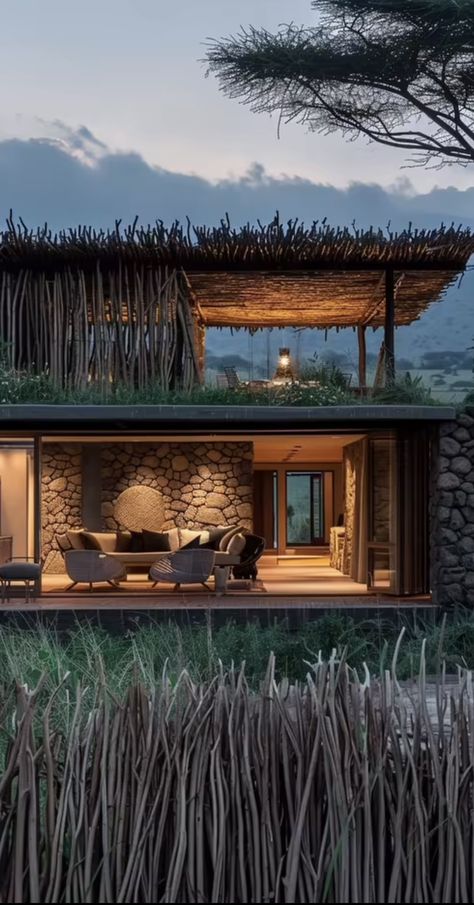 African Lodge Design, Eco Lodge Design, African Lodge, Lodge Design, Tree House Plans, Small Villa, Architectural Lighting Design, Airbnb House, Cool Tree Houses