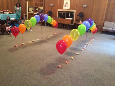 Balloon bridge for Girl Scout bridging ceremony Brownie Bridging Ceremony Ideas, Daisy Bridging Ceremony Ideas, Brownies Bridging Ceremony, Girl Scout Bridging Ceremony Ideas, Brownie To Junior Bridging Ceremony, Bridging Ceremony Ideas, Brownie Bridging Ceremony, Daisy To Brownie Bridging Ceremony, Girl Scout Bridging Ceremony