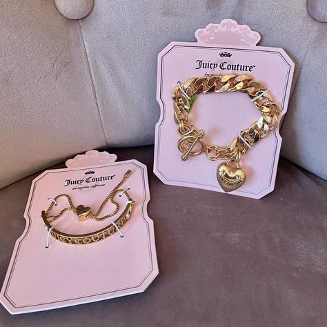 Juicy Couture Jewelry | Juicy Couture | Color: Gold | Size: Os Heart Locket Bracelet, Juicy Couture Clothes, Dope Jewelry Accessories, Juicy Couture Bracelet, Cupcake Charms, Accessory Inspo, Puffy Heart Charms, Juicy Couture Charms, Juicy Couture Jewelry