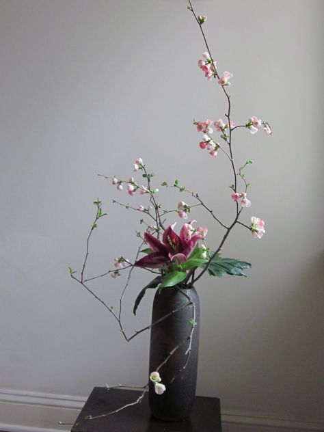 Orchid, it looks a bit like a lily but sometimes it is hard to decipher exactly what is what Modern Ikebana, Art Floral Japonais, Arreglos Ikebana, Ikebana Sogetsu, Sogetsu Ikebana, Noir Design, Ikebana Arrangements, Ikebana Flower Arrangement, Bouquet Inspiration