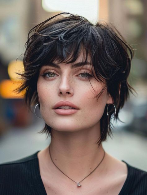 Chic Short Hairstyles with Bangs: Versatile and Modern Looks Pixie Bob Haircut With Curtain Bangs, Long Pixie Haircut With Bangs, Pixie Bob With Bangs, Pixi Haircut, Long Pixie Cut With Bangs, Short Messy Bob, Layers Curtain Bangs, Modern Mullet Women, Pixie Cut With Long Bangs