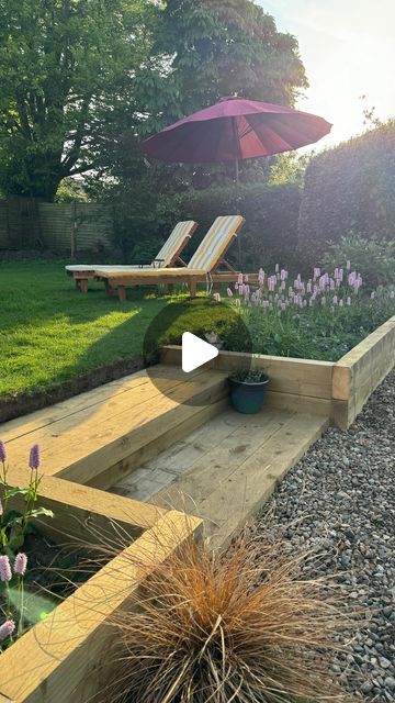 Stacey Dyer on Instagram: "Time for a little garden makeover. Our garden is separated in two by a concrete retaining wall and we have never liked how it looks so we (Adam) set to work to give it an overhaul.  . We ordered some sleepers and put them in the place of where the concrete was, this made a huge different to the look of the garden. Adam has also made a step to go in the middle so the kids can get access to the lawn easier.  . We’re so pleased with how this has turned out, what projects are you working on this Summer?  . . . #garden #gardendesign #gardendecor #landscaping" Retainer Wall Garden, Concrete Steps To Patio, Sleeper Steps Garden, Garden Sleeper Ideas, Sleepers Garden Ideas, Sleeper Retaining Wall, Retaining Wall Steps, Sleepers In Garden, Backyard Retaining Walls