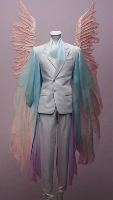 Fantasy Party Outfit Male, Butterfly Suit Men, Star Themed Outfits Men, Male Prom Outfits Aesthetic, Angel Outfit Drawing Male, Ethereal Fashion Men, Angelcore Outfits Male, Angelic Outfits Male, Angel Outfit Male