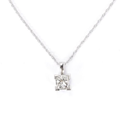 1ct Princess Cut Diamond 18k White Gold Pendant Necklace Single Diamond Necklace, Solitaire Diamond Pendant, White Gold Pendant Necklace, Diamond Earrings Studs Round, Dainty Diamond Necklace, Simple Diamonds, Jewelry Appraisal, Gold Necklace Women, White Gold Necklaces