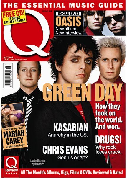 #GreenDay - Q Magazine (May 2005) Media Coursework, Q Magazine, Green Day Band, Jason White, Tré Cool, Billie Joe Armstrong, Mtv Video Music Award, Billboard Music Awards, School Pictures