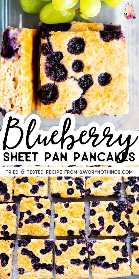 Blueberry Pancakes Easy, Blueberry Waffles Recipe, Mealprep Breakfast, Blueberry Recipes Breakfast, Pancake Bar, Sheet Pan Pancakes, Pan Pancakes, Blueberry Pancakes Recipe, Easy Breakfast Recipe