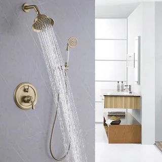 Shower Faucet Systems - Bed Bath & Beyond Shower System With Handheld, Under A Waterfall, Gold Bed, Brass Shower, Rainfall Shower Head, Bathroom Accessory Sets, Rainfall Shower, Spray Pattern, Shower Arm