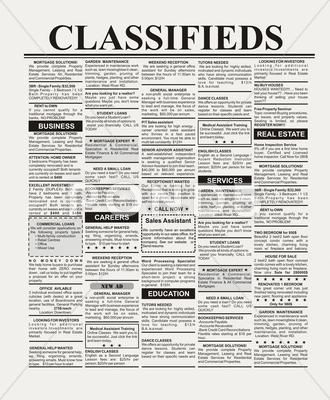 Classified Ad Stock Illustration #AD ,#Ad#Classified#Illustration#Stock Newspaper Front Pages, Real Estate Ads, Small Business Loans, Newspaper Design, Business Concept, Short Messages, Free Classified Ads, Old Newspaper, Free Ads