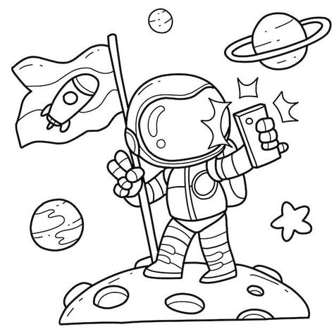 Space Coloring Sheet, Planet Coloring Pages, Space Coloring Pages, Preschool Coloring Pages, Love Coloring Pages, Easy Coloring, Printable Ideas, Easy Coloring Pages, Cartoon Coloring Pages