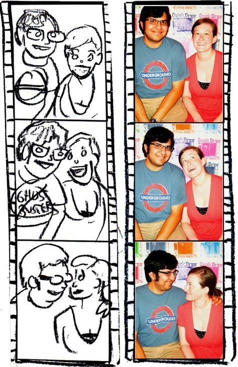 Courtesy of the Quick Draw Photo Booth - arontaylor.com/quick-draw-photo-booth Photo Booth Drawing, Photobooth Design, Draw Photo, Photo Walls Bedroom, Photo Walls, Drawing Photo, Quick Draw, Studio Tour, Draw On Photos