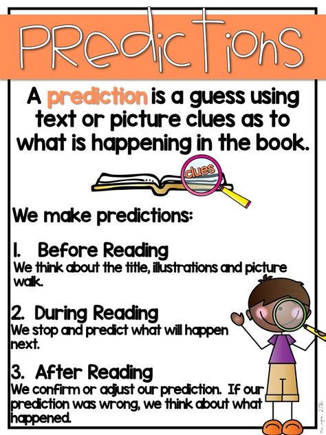 predictions, recess at 20 below, anchor chart Prediction Anchor Chart, Reading Anchor Chart, Cafe Reading, Predicting Activities, Reciprocal Teaching, Oral Communication, Structured Literacy, Making Predictions, Reading Anchor Charts