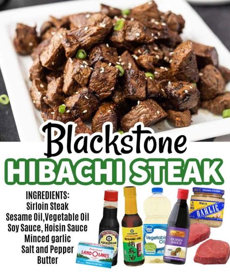 Hibachi Steak Bites, Hibachi Blackstone Griddle, Steak Hibachi Recipe, Hibachi On Blackstone Griddle, Blackstone Hibachi Recipes, Hibachi Steak Recipe, Blackstone Hibachi, Hibachi Recipe, Blackstone Meals