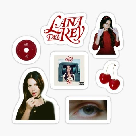 Lana Del Rey Coquette, Over The Country Club, Red Bubble Stickers, Cherry Candy, Scrapbook Stickers Printable, Sticker Packs, Gothic Aesthetic, Sweet Cherries, Sticker Pack