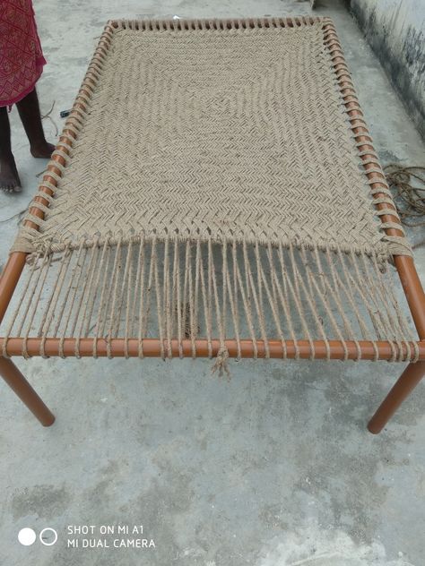 reach and popularity are believed to be a result of the British empire and colonization of India. It is also believed that the British themselves brought the charpai into Europe. Here, it was used as British Colonial Day Beds. The charpai is also known as the Indian rope bed due to the rope pattern. It is described as a bed with four legs that are connected by four staves and has a plaited rope surface in between. The frame is usually made of lightweight wood like Acacia and mango. Rope Bed, Day Beds, The British Empire, Rope Pattern, Traditional Bed, British Empire, Garden House, Indian Traditional, Four Legged