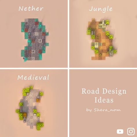 My favorite road designs :) : DetailCraft Path Design Minecraft, Path Ideas Minecraft, Minecraft Path Ideas, Minecraft Path, Minecraft Decoration, Minecraft Idea, Minecraft Blocks, Minecraft Structures, Bangunan Minecraft