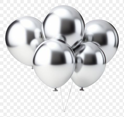 Silver Birthday Balloons, Birthday Balloons Png, Silver Balloons, Silver Birthday, Silver Balloon, Chrome Material, Pink Balloons, Birthday Balloons, White Background