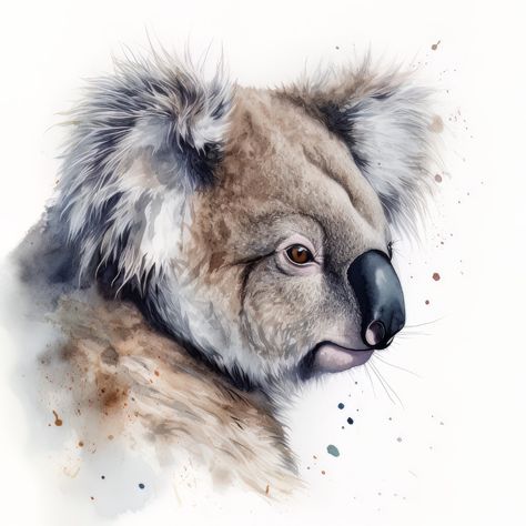 Koala Painting, Animal Digital Art, Koala Art, Dinosaur Sketch, Watercolor Paintings Of Animals, Australia Animals, Portrait Watercolor, Art Watercolor Painting, Interesting Animals