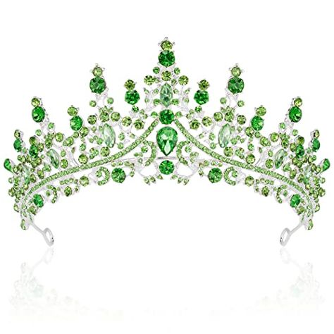 Quinceanera Accessories, Women Birthday Party, Green Crown, Birthday Party Halloween, Frog Costume, Crown For Women, Woman Birthday Party, Beautiful Tiaras, Crystal Tiaras