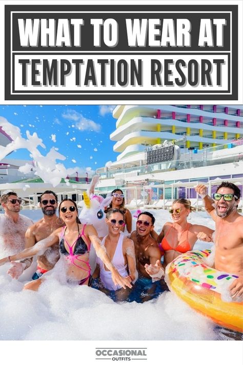 Group of friends enjoying in a pool at temptation resort Temptation Cancun Resort, Temptations Cancun, Cancun Outfits, Evening Vibes, Vacation 2024, Cancun Resorts, Resort Chic, Casual Beach Wear, Resort Outfit