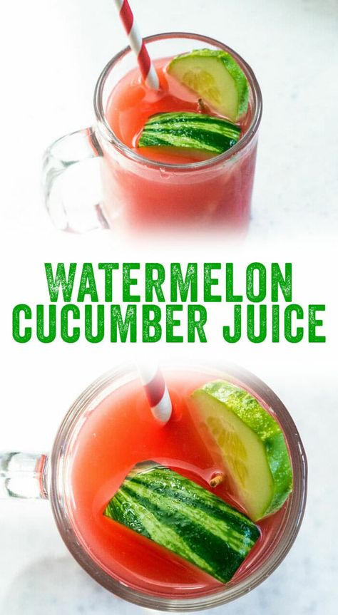 Looking for a refreshing drink that takes just a few minutes to make? This watermelon cucumber juice is easy to make in a blender and so tasty! #watermelon #cucumber #juice #healthydrink #healthy Watermelon Juicing Recipes Healthy, Cucumber Watermelon Water, Watermelon Juice Recipe Juicers, Watermelon Juice Recipe, Cucumber Drink, Fruit Infused Water Recipes, Healthy Soda, Healthy Juicer Recipes, Fruit Juice Recipes