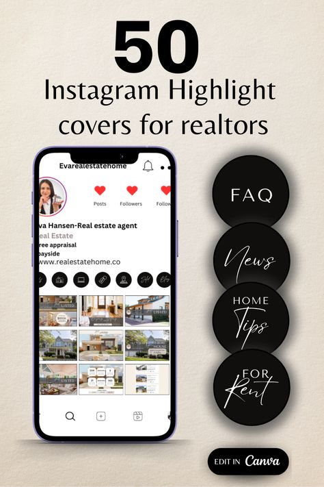 Instagram Highlight Covers for Real Estate agent instagram Story icon IG Highlight icon Cover Realtor social media marketing canva editable Client Review Instagram Highlight, Instagram Story Icon, Real Estate Agent Instagram, Icon Ig, Realtor Instagram, Story Icon, Airbnb Decor, Home Realtors, Real Estate Closing Gifts