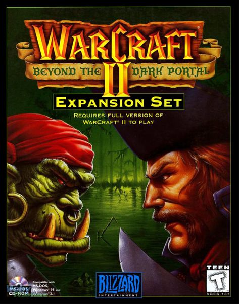 Warcraft II: Beyond the dark portal cover (1996).  #Gaming #VideoGames Warcraft 2, Ms Dos, Dark Tide, Game Cover, Age Of Empires, Blizzard Entertainment, Old Games, Strategy Games, One Punch Man