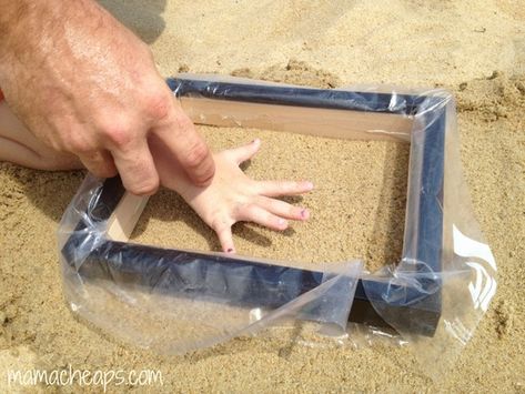 diy beach handprint footprint craft frame j Sand Handprint, Beach Keepsakes, Craft Frame, Halloween Costume Vintage, Footprint Keepsake, Footprint Craft, Vintage Halloween Photos, Keepsake Crafts, Footprint Crafts