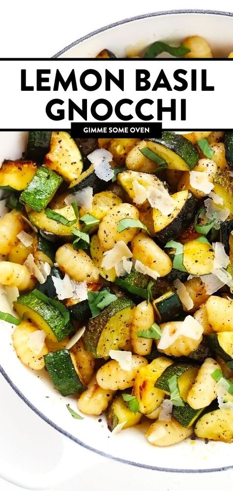 Basil Recipes Vegetarian, Basil Gnocchi, Simple Garlic Butter, Fresh Basil Recipes, Gnocchi Recipe, Zucchini Recipe, Basil Recipes, Herb Recipes, Lemon Basil