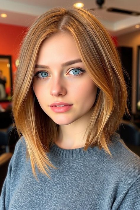 32 Low-Maintenance Medium-Length Haircuts : Straight Lob with Subtle Layers Shoulder Length Hair Bob Straight, Low Maintained Haircut, Medium Length Girls Haircut, Haircuts For Girls With Straight Hair, Lob For Fine Hair Straight, Medium Soft Layered Hair, Girls Haircuts Kids, Straight Hair Layers Medium, Medium Length Straight Hair With Layers