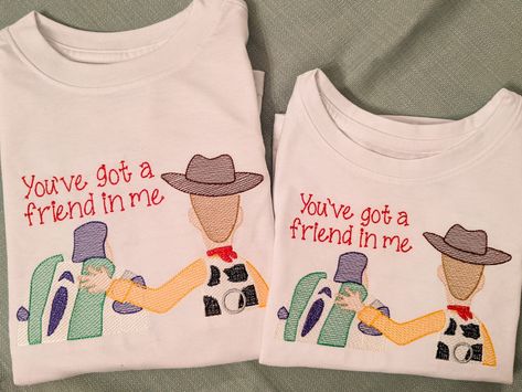 Youve Got A Friend In Me Toy Story, Disney Shirt Embroidery, Toy Story Embroidery Designs, Toy Story Embroidery, Embroidered Ideas, Disney Embroidery Designs, Embroidery On Canvas, Fill Embroidery, Cute Disney Shirts