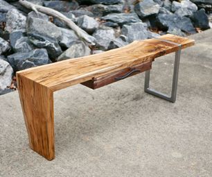 Modern Live Edge Waterfall Coffee Table | How to Build Waterfall Coffee Table, Live Edge Bench, Log Cabin Furniture, Walnut Desks, Interiors Dream, Cool Woodworking Projects, Woodworking Videos, Woodworking Projects Diy, Diy Table