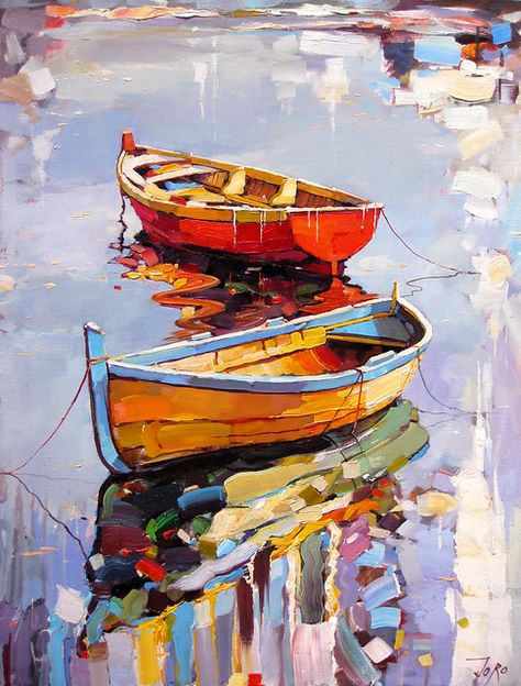 Georgi_Kolarov (4) | joski_81 | Flickr Boat Art, Boat Painting, 수채화 그림, Art Abstrait, Acrylic Art, Painting Techniques, Painting Inspiration, Art Works, Landscape Art