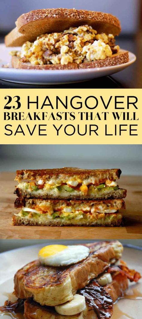 Heavy Breakfast Ideas, Breakfast No Egg Ideas, Egg Receips, Eggs And Toast Breakfast Ideas, Hungover Foods, Hungover Breakfast, No Cook Breakfast Ideas, Big Breakfast Ideas, Hungover Food