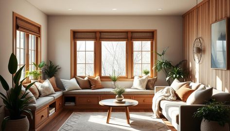 20 low windows in living room couch decor ideas - WorkFleek Room With Corner Windows, Couch In Front Of Window, Windows In Living Room, Couch Decor Ideas, Couch Designs, Daybed Couch, Window Seat Storage, Sunken Living Room, Couch Design