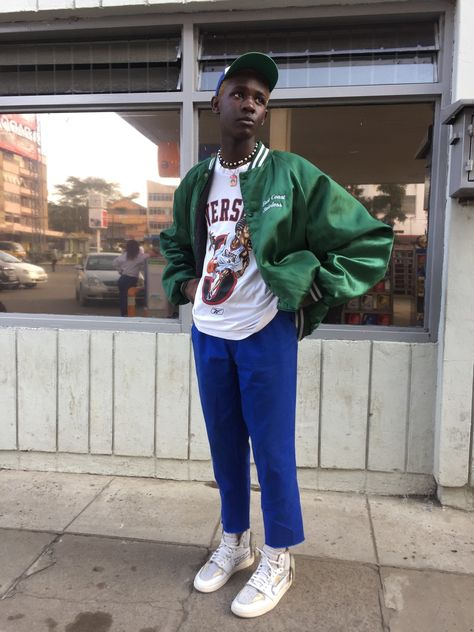 African fashion Kenyan fashion Kenyan Fashion, Street Photo, Streetwear Outfits, Street Fashion, African Fashion, Varsity Jacket, Street Style, Street Wear