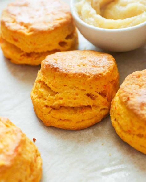 Sweet Potato Biscuits - Immaculate Bites Bisquick Sweet Potato Biscuits, Sweet Potato Biscuit, Sweet Potato Biscuits Easy, Yam Biscuits, Sweet Potato Bites, Sweet Potato Cookies, Potato Biscuits, Freeze Sweet Potatoes, Classic Southern Recipes